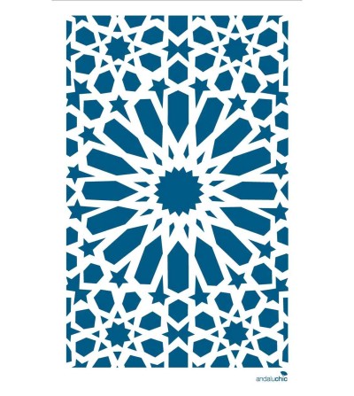 Tea towel or wall décor in geometric monochromatic colors in teal and white