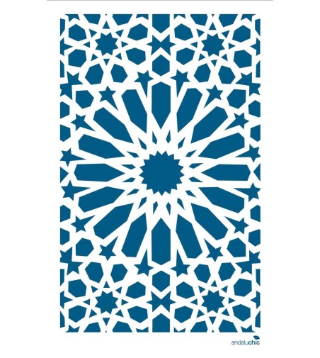 Tea towel or wall décor with geometric pattern in teal and white