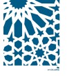 Tea towel or wall décor in geometric monochromatic colors in teal and white