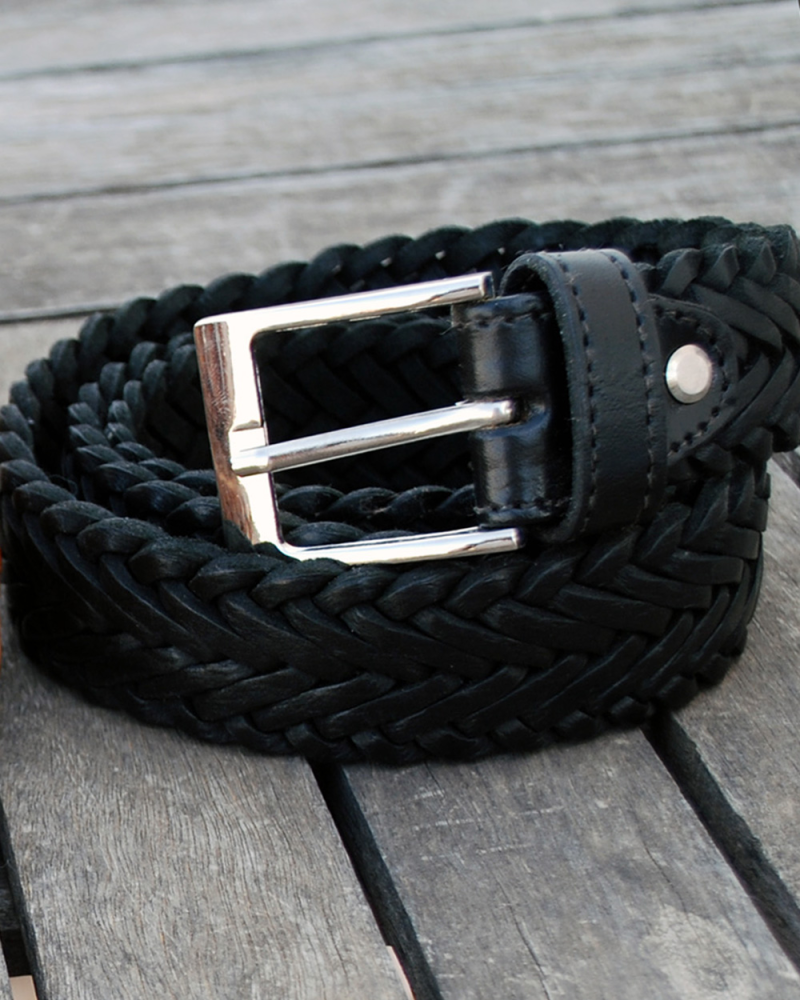 black braided leather belt