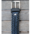 Black belts in braided leather with silver buckle