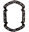 Handcrafted large Moroccan double ended horseshoe cut out metal mirror frame on a white background