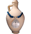 Collier pendentif Nomade fait main de style ethnique chic tribal fabriqué en soie de sabra et métal argenté en bleu pétrole