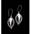 Beautifully delicate "Forever Leaves" filigree earrings handmade in 925 silver on a black backdrop
