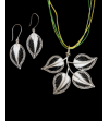 Beautifully delicate "Forever Leaves" filigree earrings handmade in 925 silver shown with matching pendant