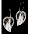 Peruvian earrings, silver filigree earrings with heart leaf design