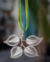 Stunning artisan made "Forever Leaves" filigree silver pendant necklace