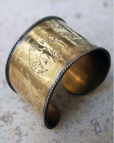 Bracelet manchette large en cuivre gravé à la main ajustable pour elle, facile à enfiler et à enlever