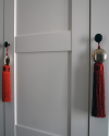 Mini tassels for furniture with double-sided hammered silver ball