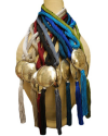 Art déco Anhänger Halskette mit Quaste in gemischten Farben aus Sabra Seide und einer gehämmerten Silberkugel