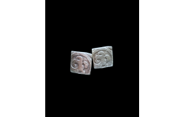 Renaissance inspired square stud earrings in silver plate zamak