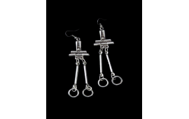 African inspired long dangle earrings in nickel free silver plated zamak