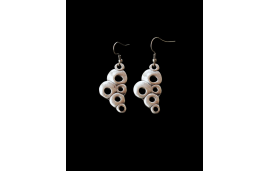 Statement earrings with bubble design in zamak and oxidised silver plate