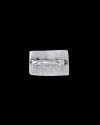 Vista posteriore con clip aperta del fermacapelli "Griglia" in zama placcata argento anticato su sfondo nero