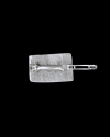 Vista posteriore con clip chiusa del fermacapelli "Griglia" in zama placcata argento anticato su sfondo nero