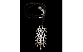 Abstract design tree of life pendant on real leather black necklace cord