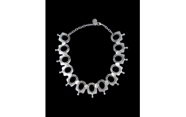 Chunky statement necklace with silver charms inspired by Cleopatra