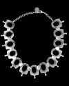 Closer view of Andaluchic´s modern & yet retro "Cleopatra" strongly designed necklace is made from antiqued silver plated zamak