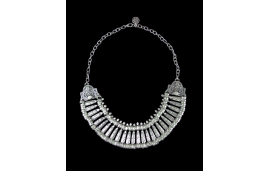 Bib necklace in boho chic ethnic style in zamak and silver plate