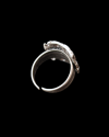 Vista trasera del anillo ajustable "Cuadriga Curvado" de look retro vintage hecho de zamak bañado de plata envejecida