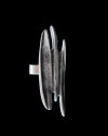 Side front view of Andaluchic´s oversized adjustable "Flame" ring in ethno chic style made from antiqued silver plated zamak