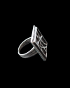 Side view of Andaluchic´s bold ethnic style "Square Set" adjustable ring made from antiqued silver plated zamak