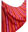 Orange, fuchsia and red pashmina shawl woven into colored striped fabric