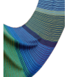 Pashmina wrap in a color mix of thin stripes of bluegreen and turquoise