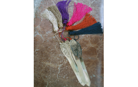 Hand engraved letter opener with tassel in jewel colors