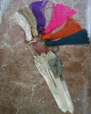 Hand engraved letter opener with tassel in jewel colors