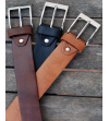 Brown belts in genuine leather with silver buckle
