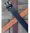 Ceinture marron en cuir véritable avec boucle argentée