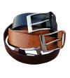 Ceinture marron en cuir véritable avec boucle argentée