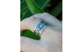 Handmade ethnic chunky silver ring in 925 oxidized silver