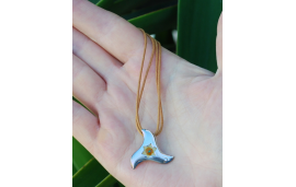 Sterling silver pendant necklace with enamel geometric star