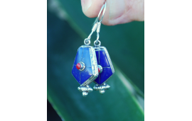 Silver drop earrings in a choice of lapis lazuli, black onyx or turquoise