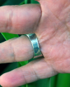 Back view of square shaped chunky Byzantine ring in 925 silver showing the width of the ring band