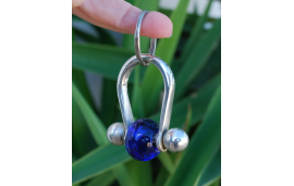 Original Keychain in silver plated copper and blue glass bead