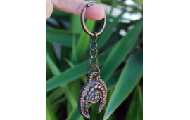 Evil eye and crescent moon copper keychain