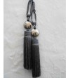 Tassels and curtain tie backs, small, with engraved silver ball