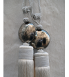 Tassels and curtain tie backs, small, with engraved silver ball