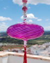 Blown glass sphere with tassel: oriental talisman, witchball, suncatcher