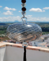 Blown glass sphere with tassel: oriental talisman, witchball, suncatcher