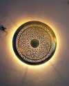 Applique murale ronde, lampe marocaine en laiton avec motifs géométriques