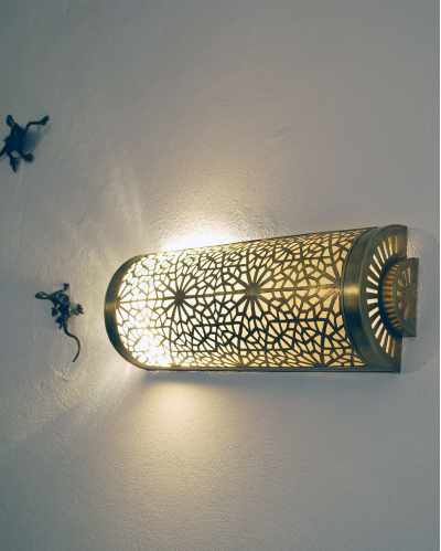 Lampada applique, applique marocchina in rame, Art Deco fuso con stile marocchino