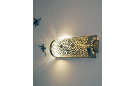 Lámpara de pared de cobre, aplique dorado, Art Deco con estilo marroquí