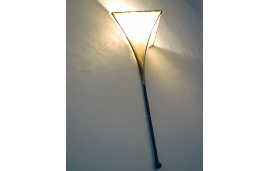 Large Y Moroccan wall light handmade in forged Iron and natural goat skin