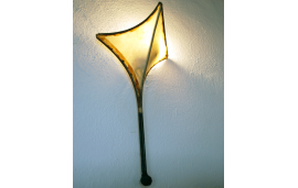 Baby Y Moroccan wall light in forged iron and goat skin leather