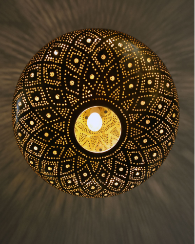 Lampada da soffitto, lampada marocchina in ottone con disegno geometrico