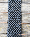 Wide black belt for women woven in real leather and big belt buckle